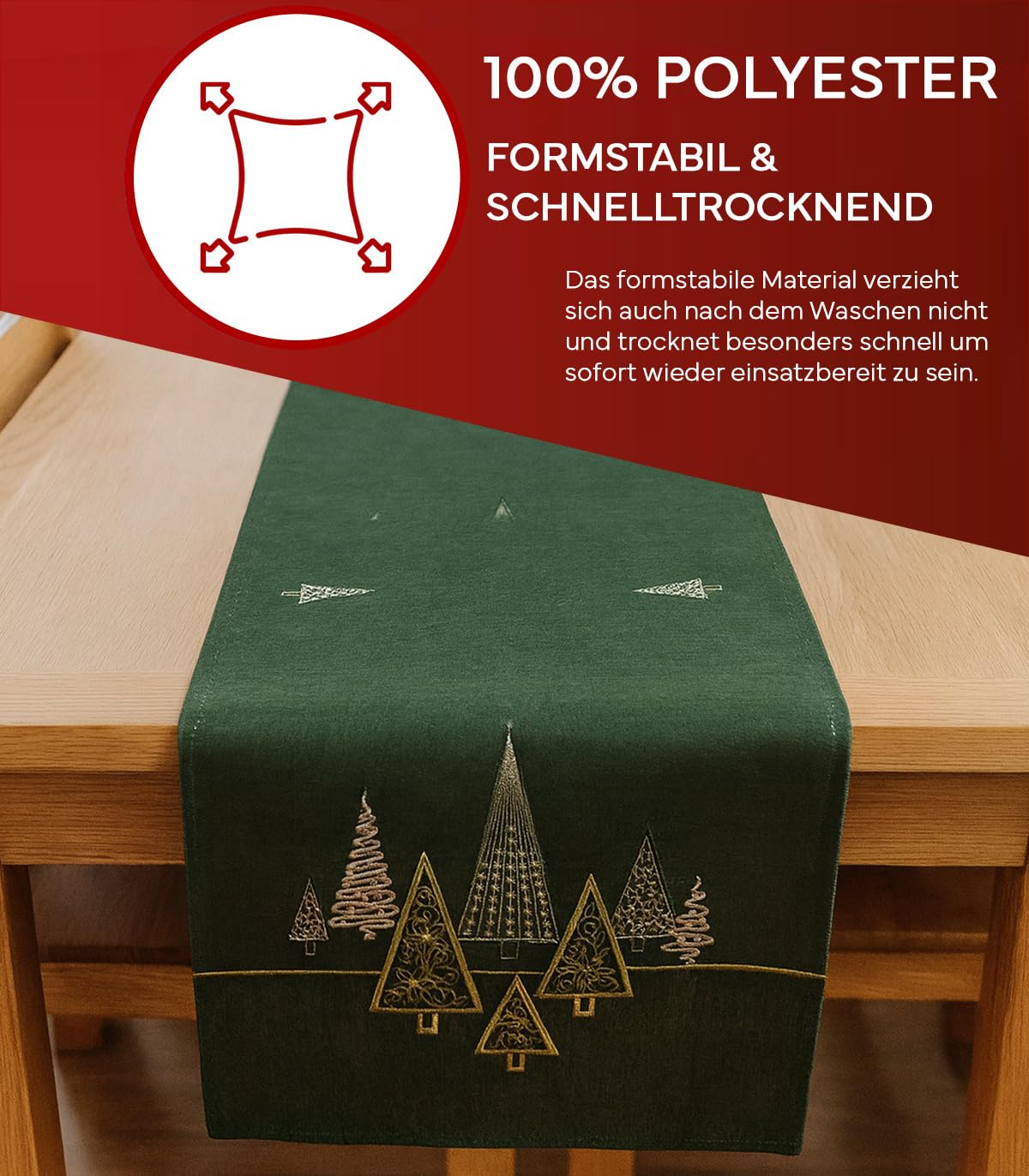 TEXPOT Tischläufer chemin de table 40x140 vert foncé sapins Noël