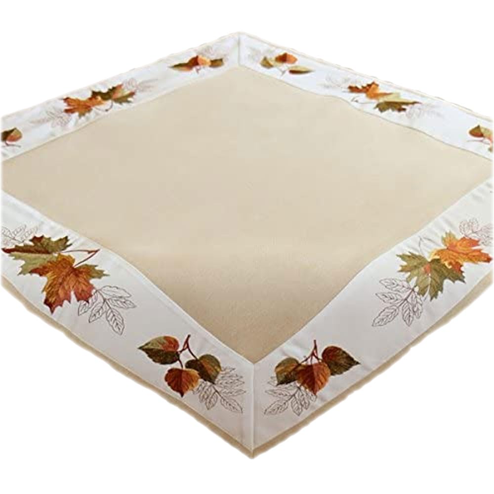 Texpot Tischdecken nappe 85x85 cm feuilles automne beige