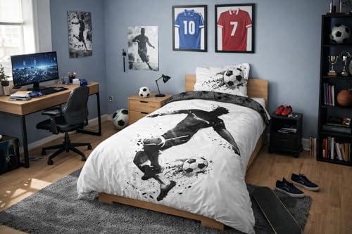 Texpot Bettwäsche parure de lit 140x200 cm football coton zip