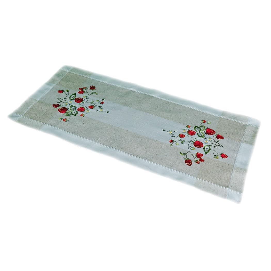 TEXPOT Tischdecken Nappe fraises 85x85 cm aspect lin