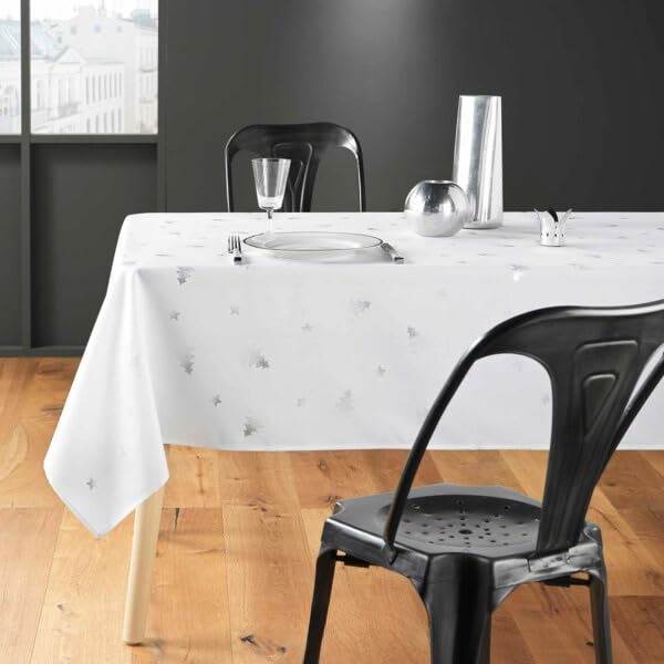 PROMO LINGE Nappes de Fêtes nappe 150x240 cm sapin argent blanc