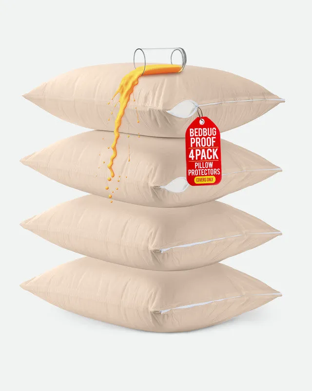 Utopia Bedding Pillows Protège Oreiller Blanc Queen Lot 4