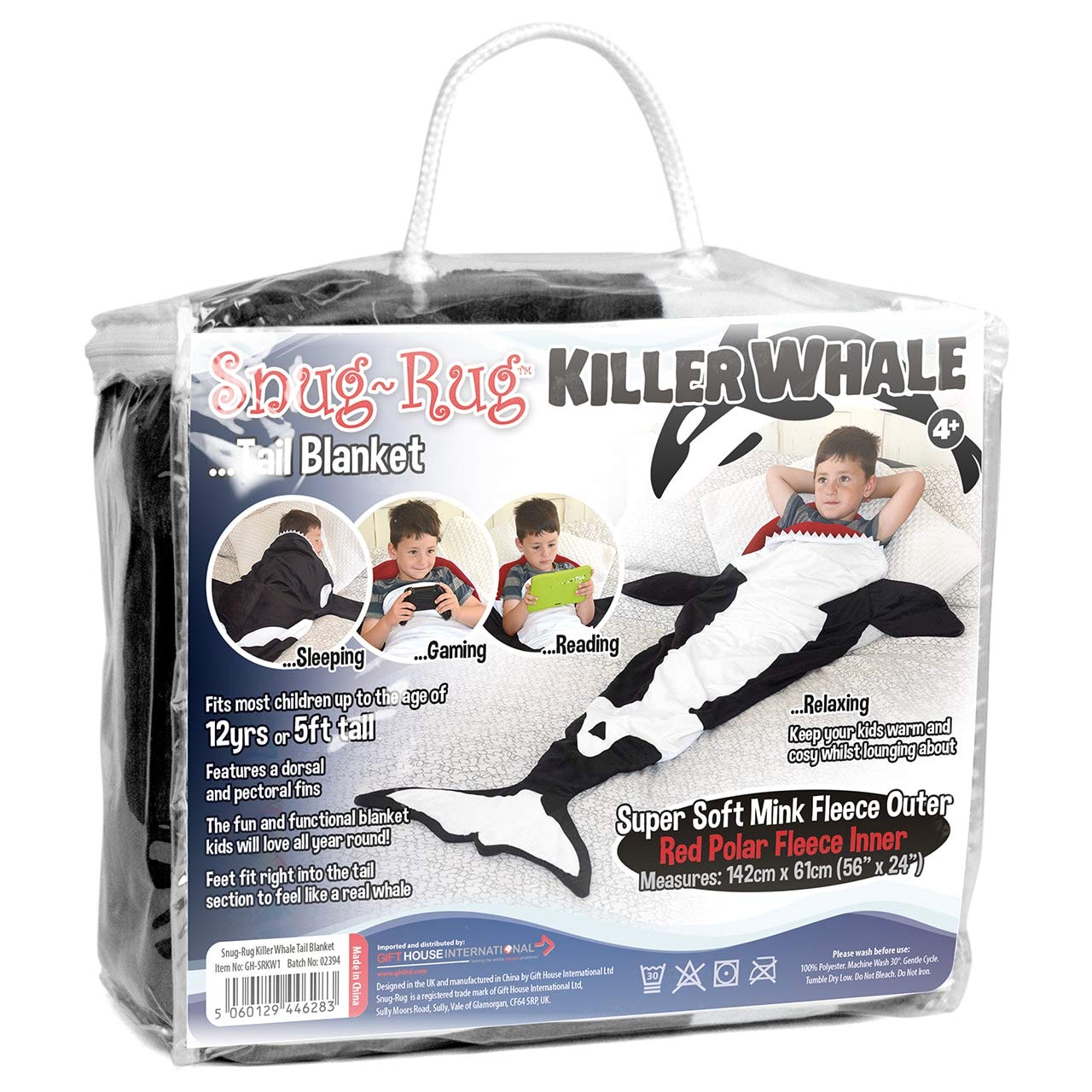 Snug Kids Snug-Rug Tail Plaid enfant Noir 142x61 cm