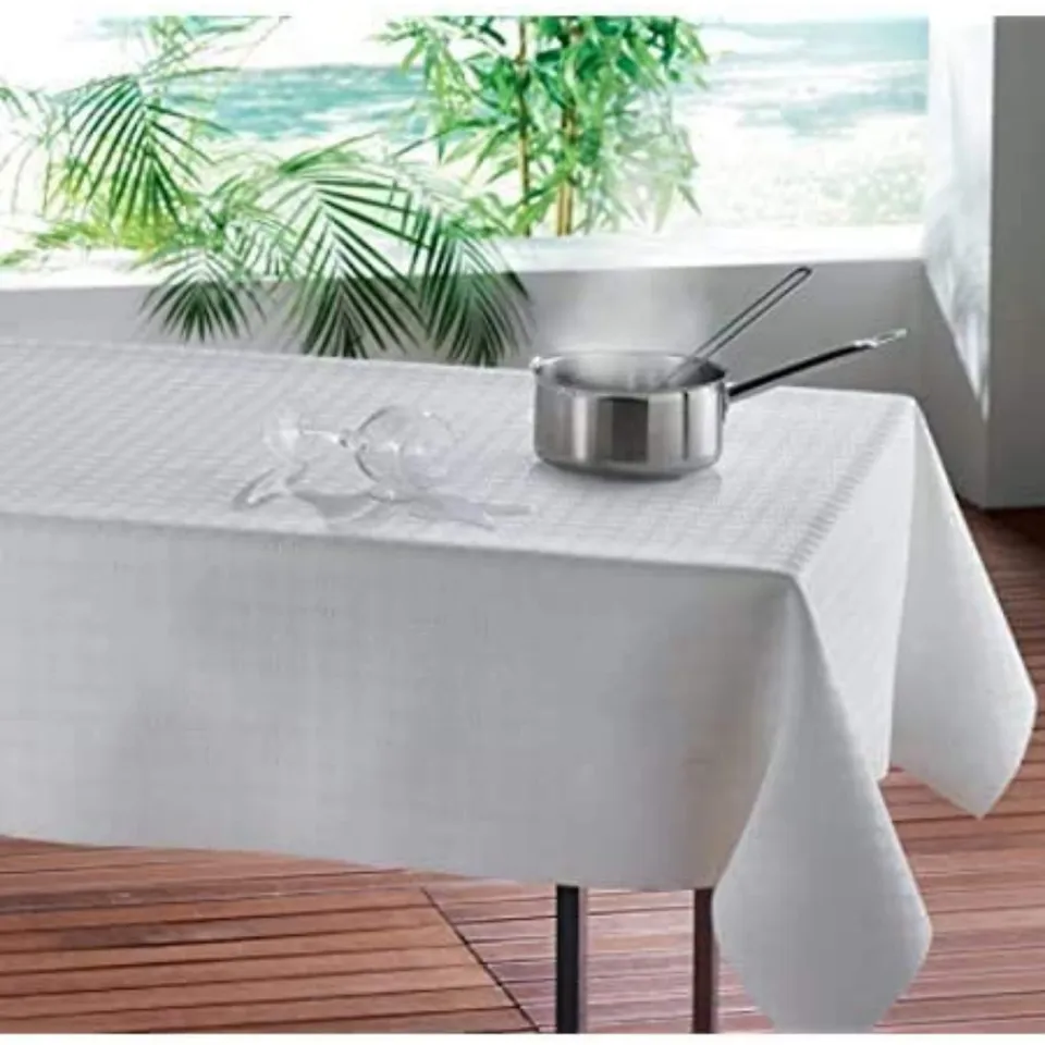 Promo Linge Bulgomme protège table blanc 140x190 cm