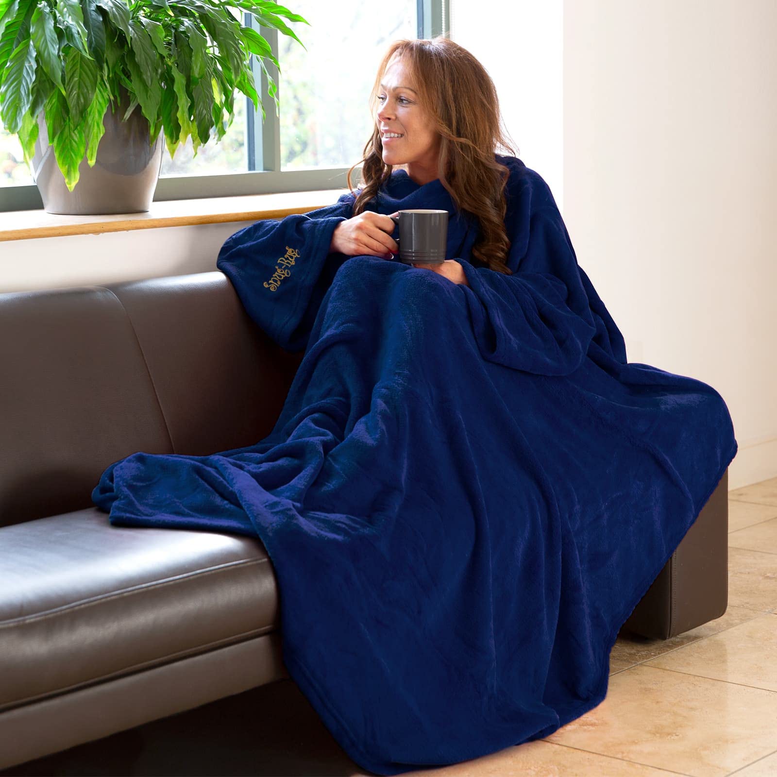 Snug Snug-Rug Deluxe Blanket plaid à manches bleu 152x214 polaire