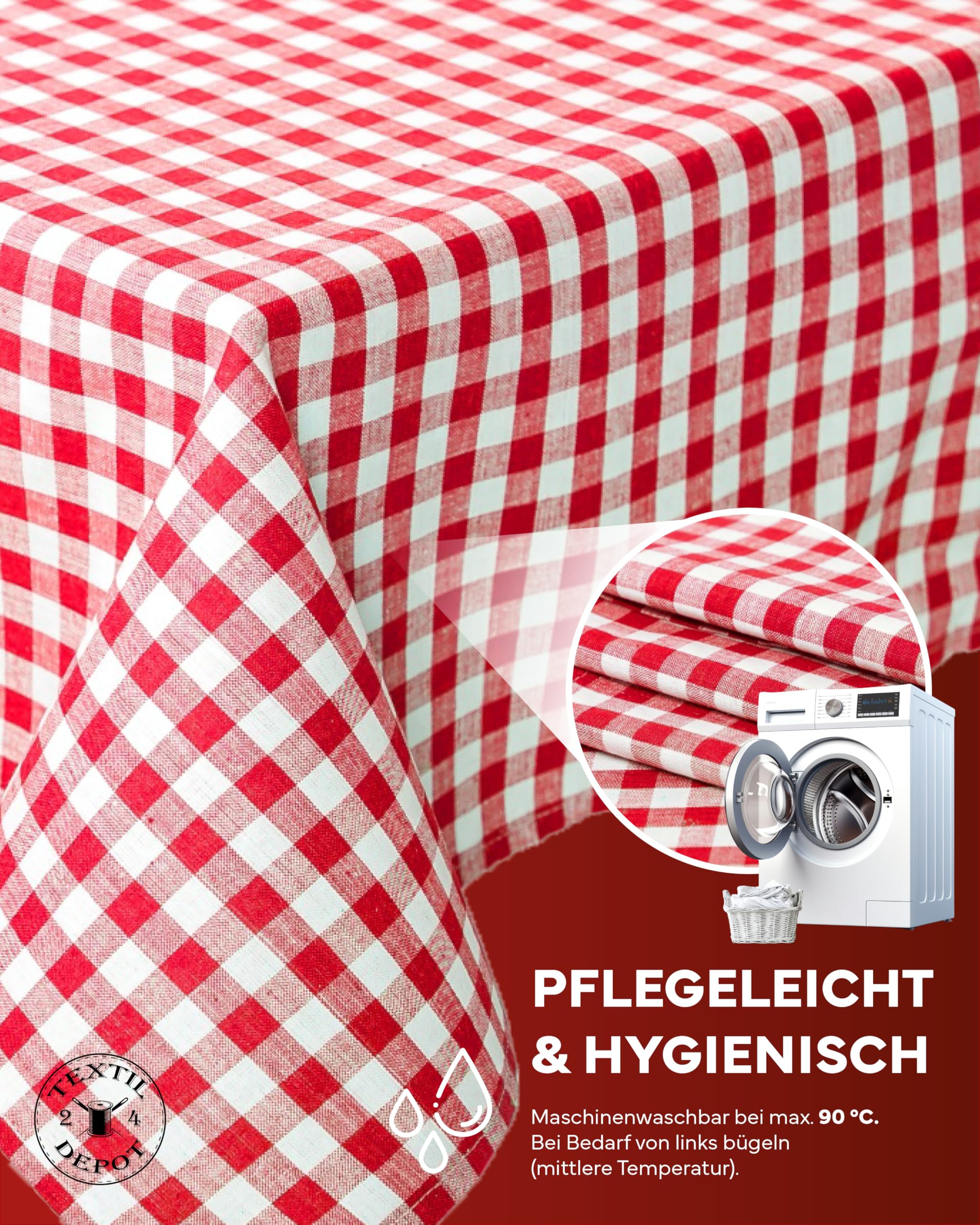 Texpot Tischdecken nappe carreaux rouge 130x170 cm