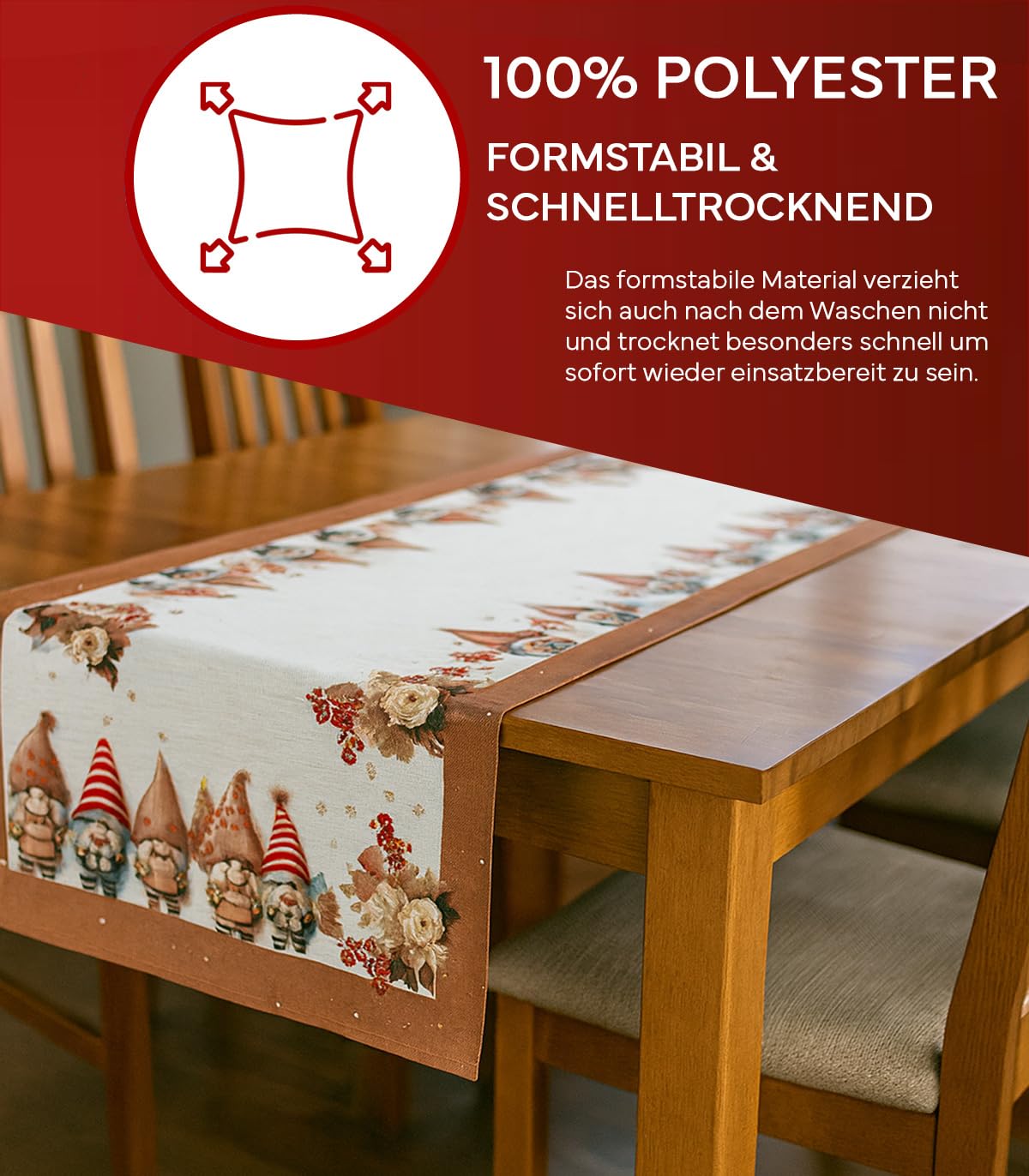 TEXPOT Tischdecken lutin Noël nappe 85x85 cm polyester lurex