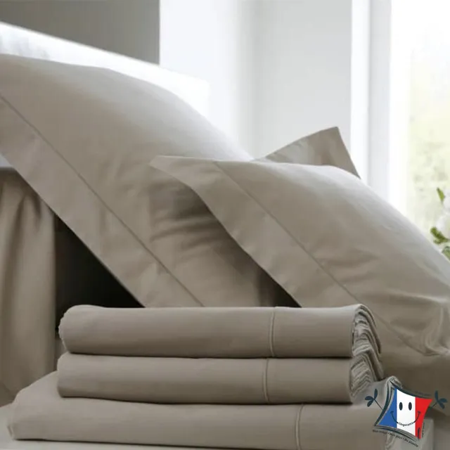 Lingorama Linge de lit drap plat satin coton blanc 240x300