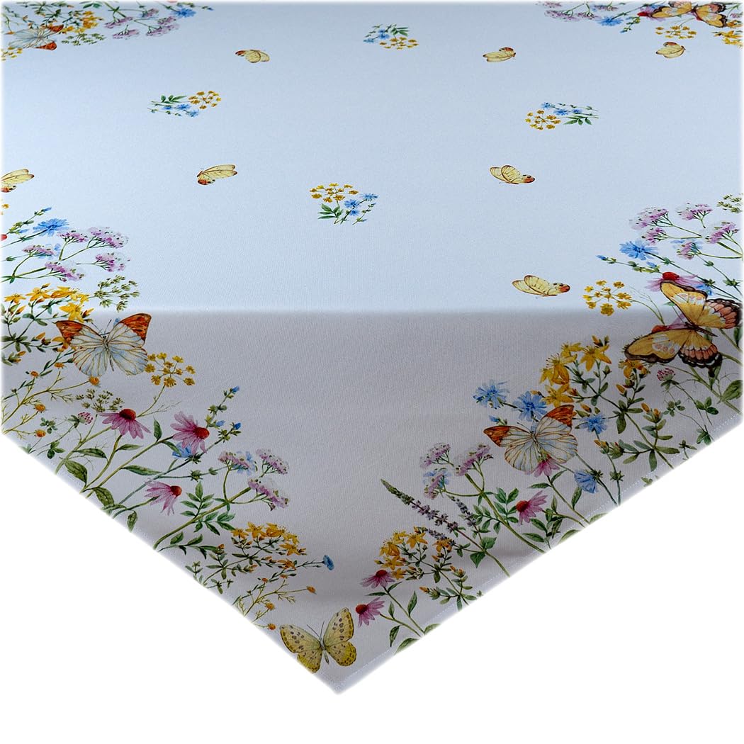 TEXPOT Tischdecken nappe 110 x 110 cm fleurs papillons polyester