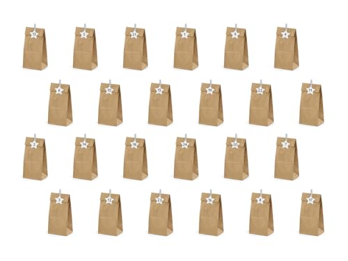 TEXPOT Deko calendrier de l'Avent 24 sachets marron kraft