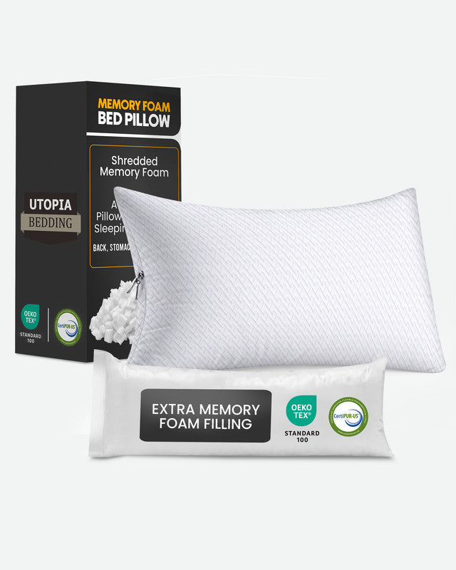 Utopia Bedding Pillows oreiller mémoire Queen blanc frais