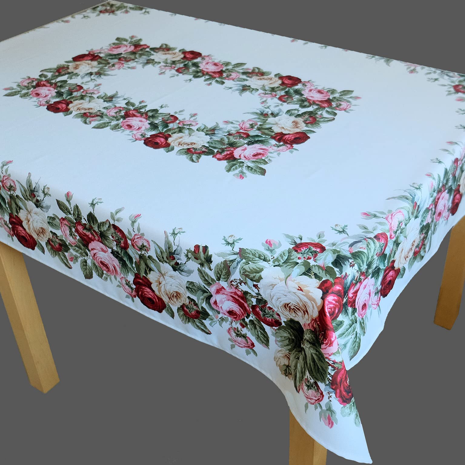 TEXPOT Tischdecken Nappe roses 110x110 polyester blanc