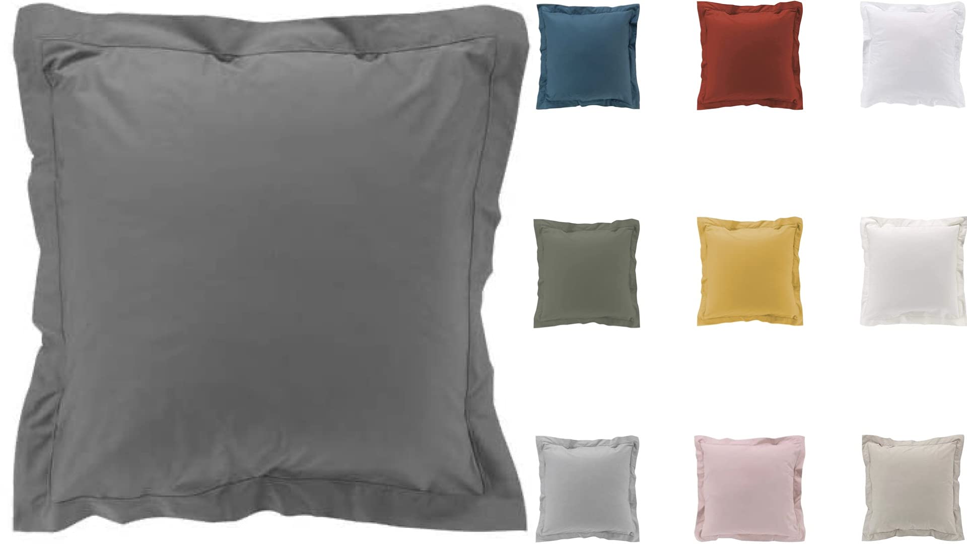 Promo Linge Taies d'oreiller Percale Anthracite 50x70 Lot 2