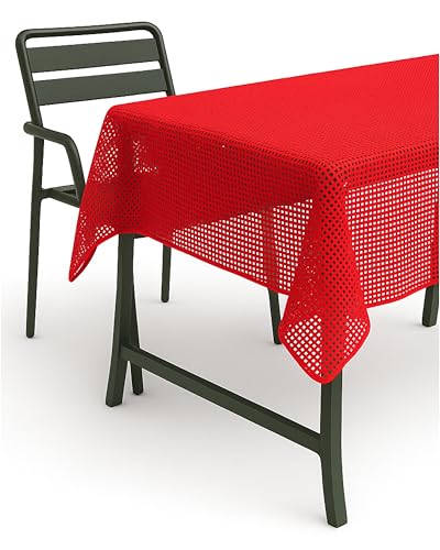 TEXPOT Gartentischdecken nappe ronde rouge à carreaux PVC