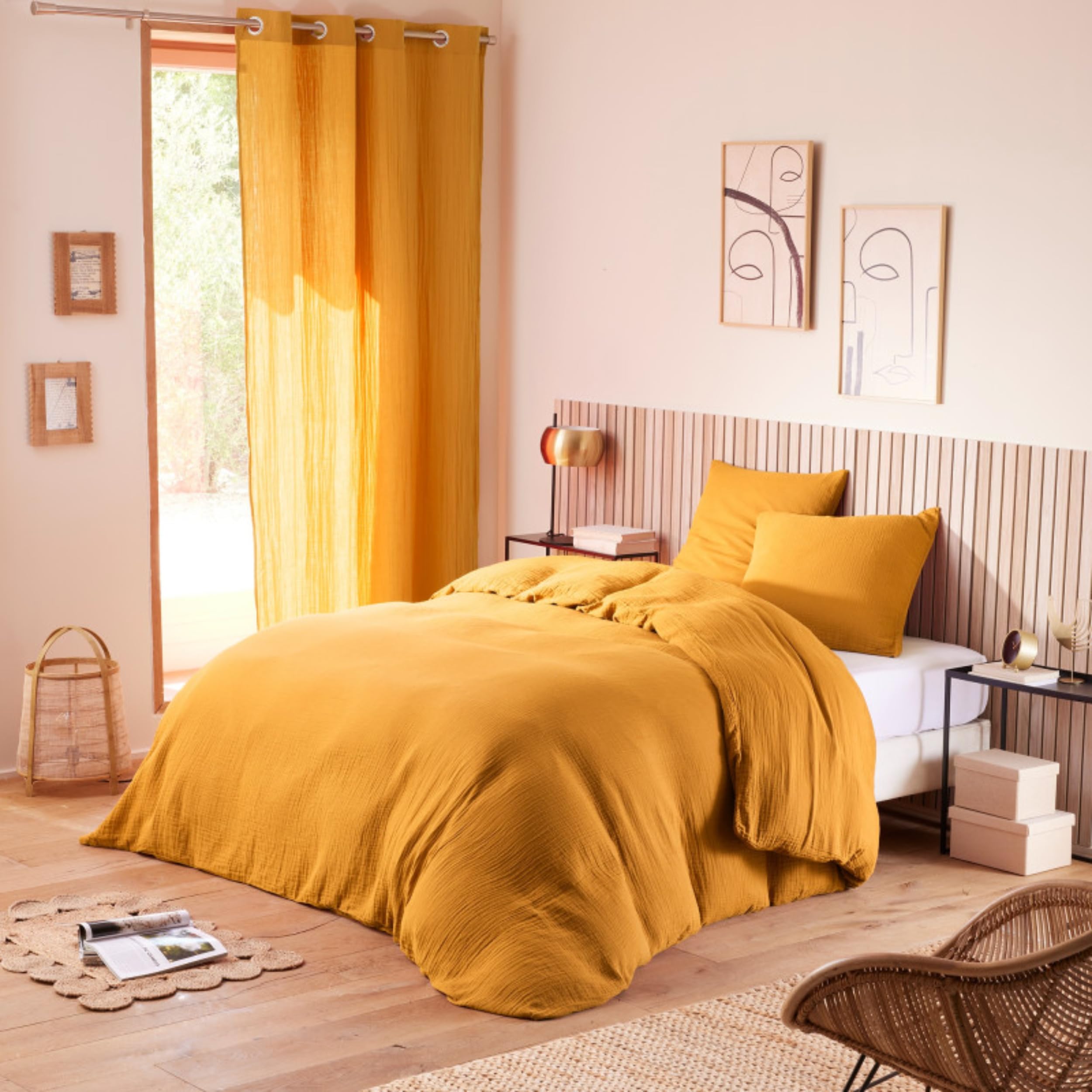 Promo Linge Pack Parure Gaze Coton Blanc 240x220 cm