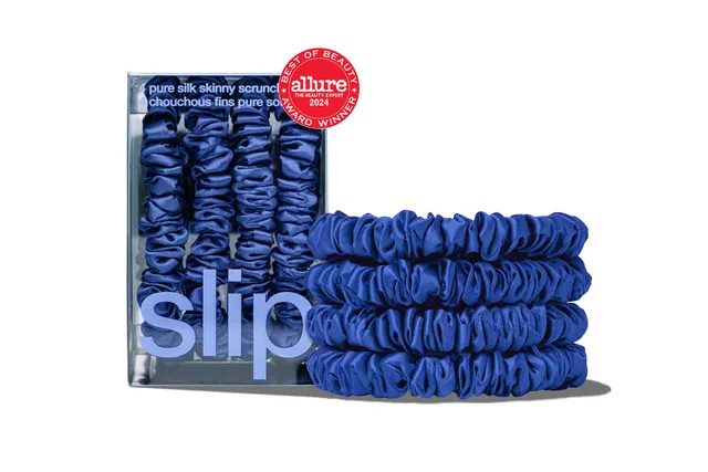 Slip Skinny Scrunchies chouchou bleu roi lot 4 soie