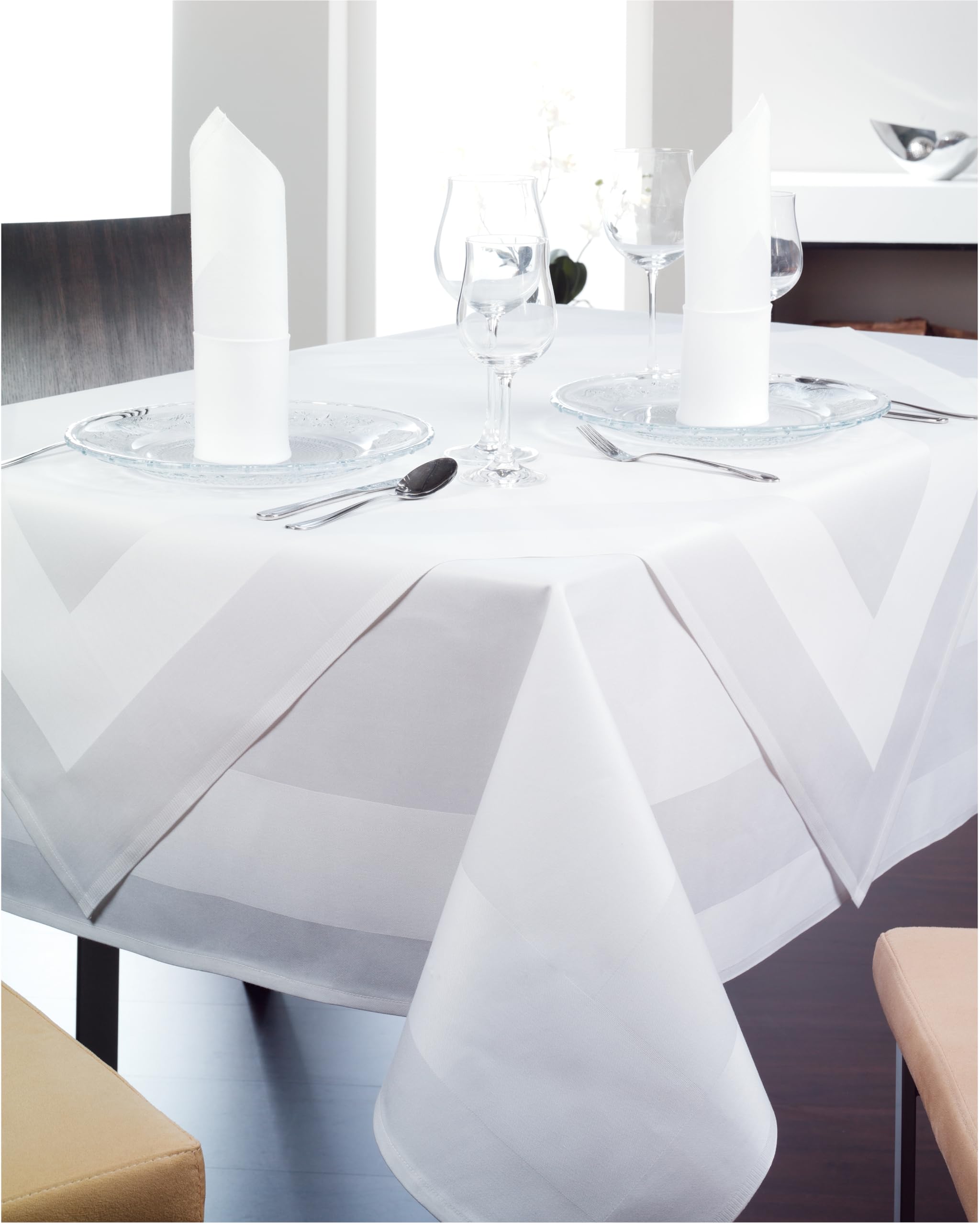 Texpot Tischdecken nappe damassée blanche 90x90 cm