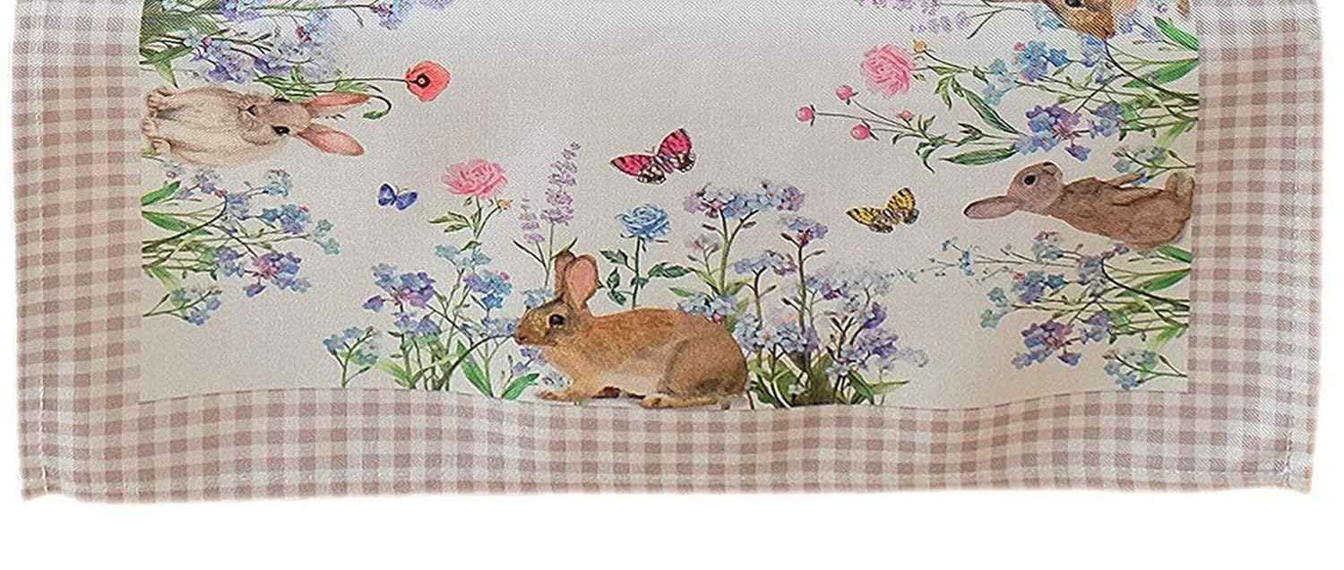 Texpot Tischläufer chemin lapins fleurs 90x40 polyester