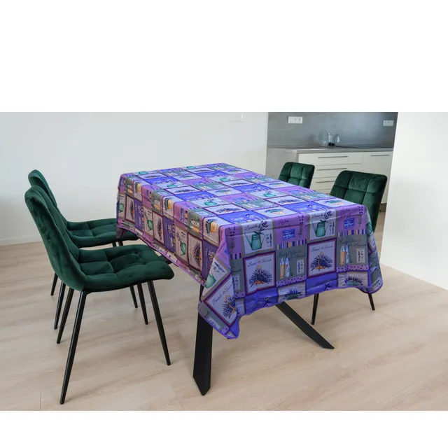 Promo Linge Bouquet Lavande nappe rectangulaire 150x240cm anti-tâche