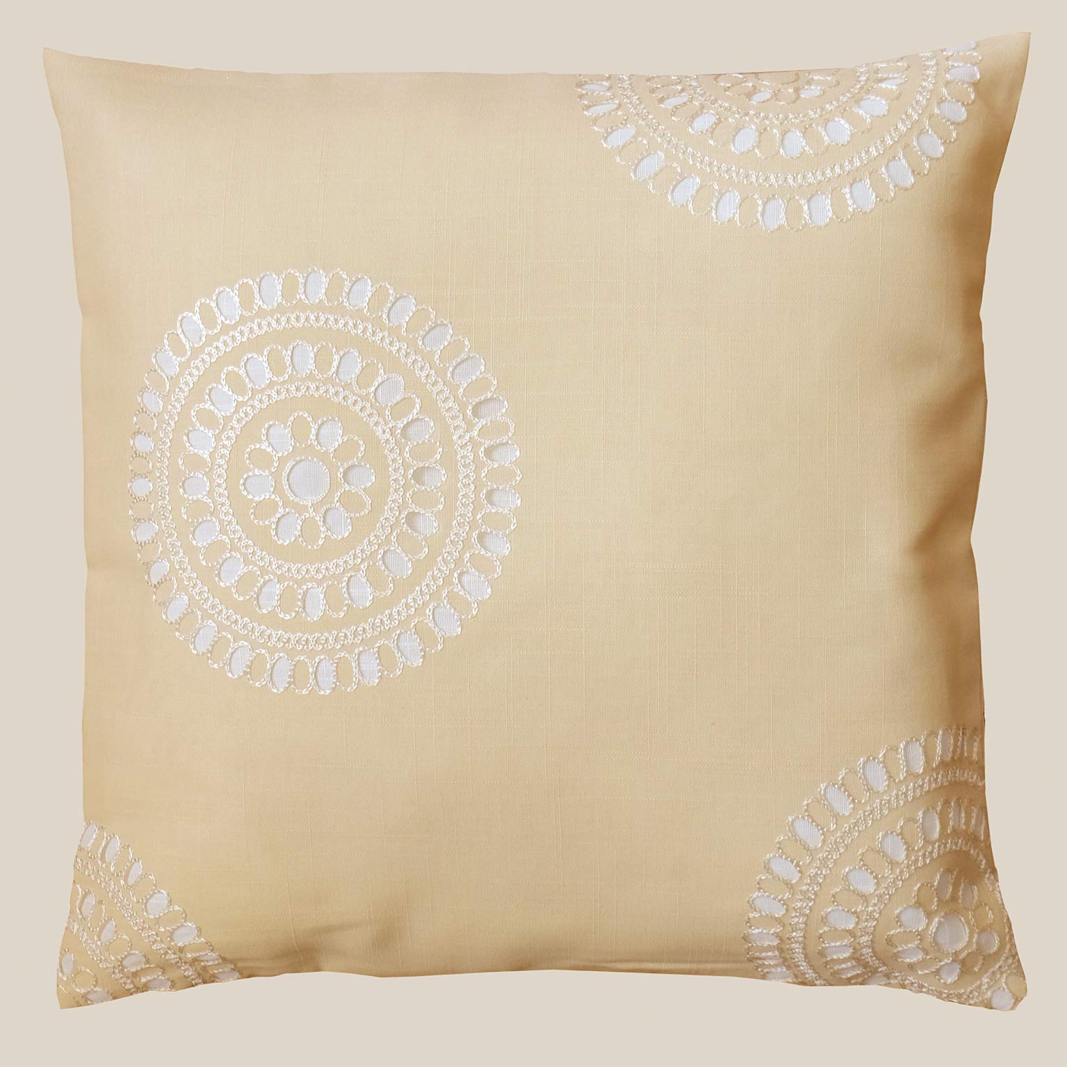 TEXPOT Kissenhüllen housse de coussin 40x40 broderie cercles beige