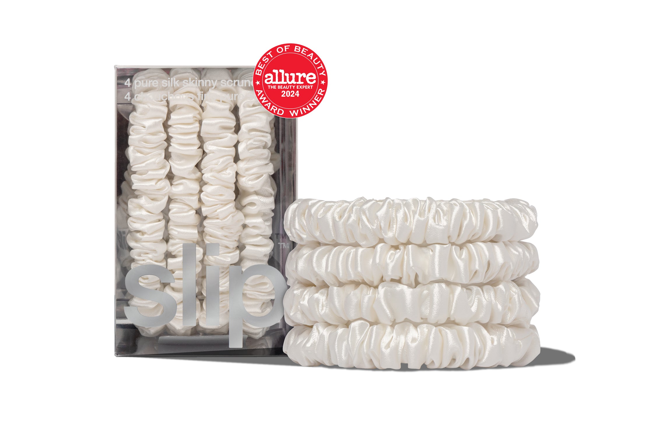 Slip Skinny Scrunchies White chouchou soie lot 4