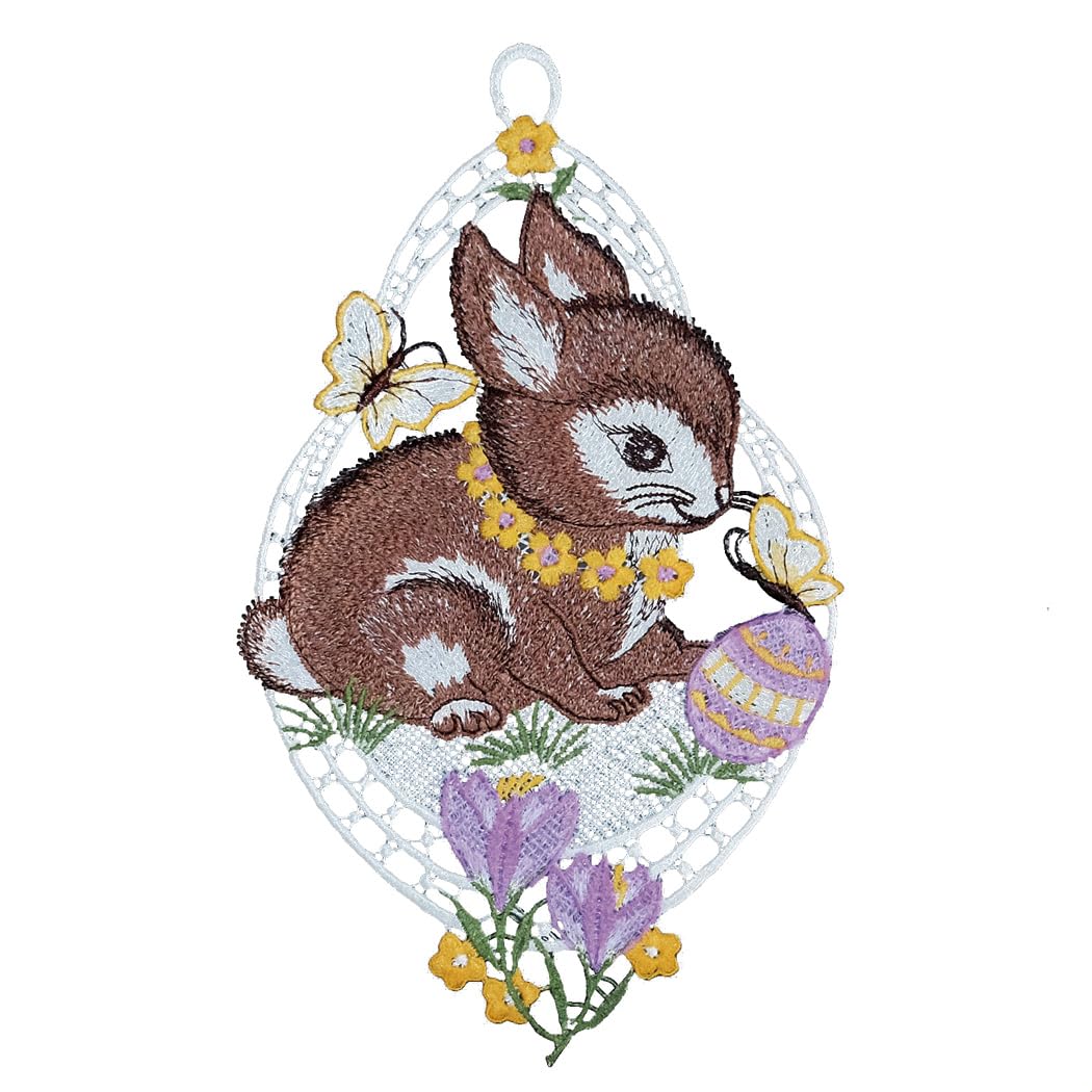 Texpot Deko image fenêtre lapin Pâques papillons 15x27 cm