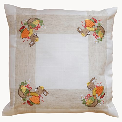 TEXPOT Kissenhüllen housse de coussin lapin fille 40x40 écru