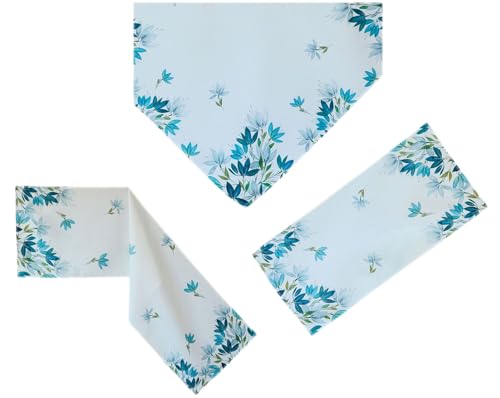 TEXPOT Tischläufer chemin de table 40x85 cm feuilles blanc