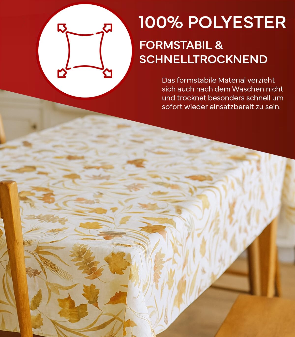 TEXPOT Tischdecken nappe ronde 150 cm beige feuilles automne