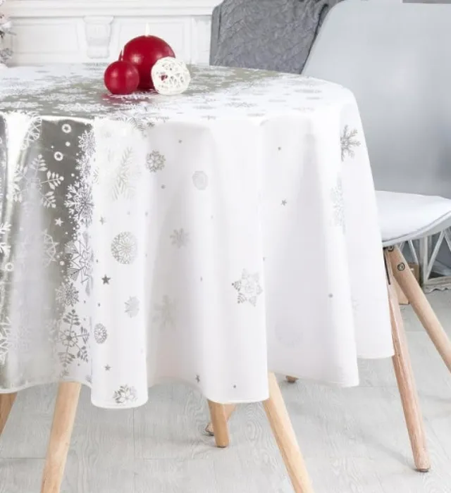 PROMO LINGE Nappes de Fêtes nappe Noël ronde 160cm étoiles