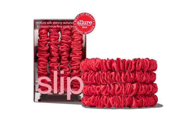 Slip Skinny Scrunchies Chouchou Fin Rouge Lot 4