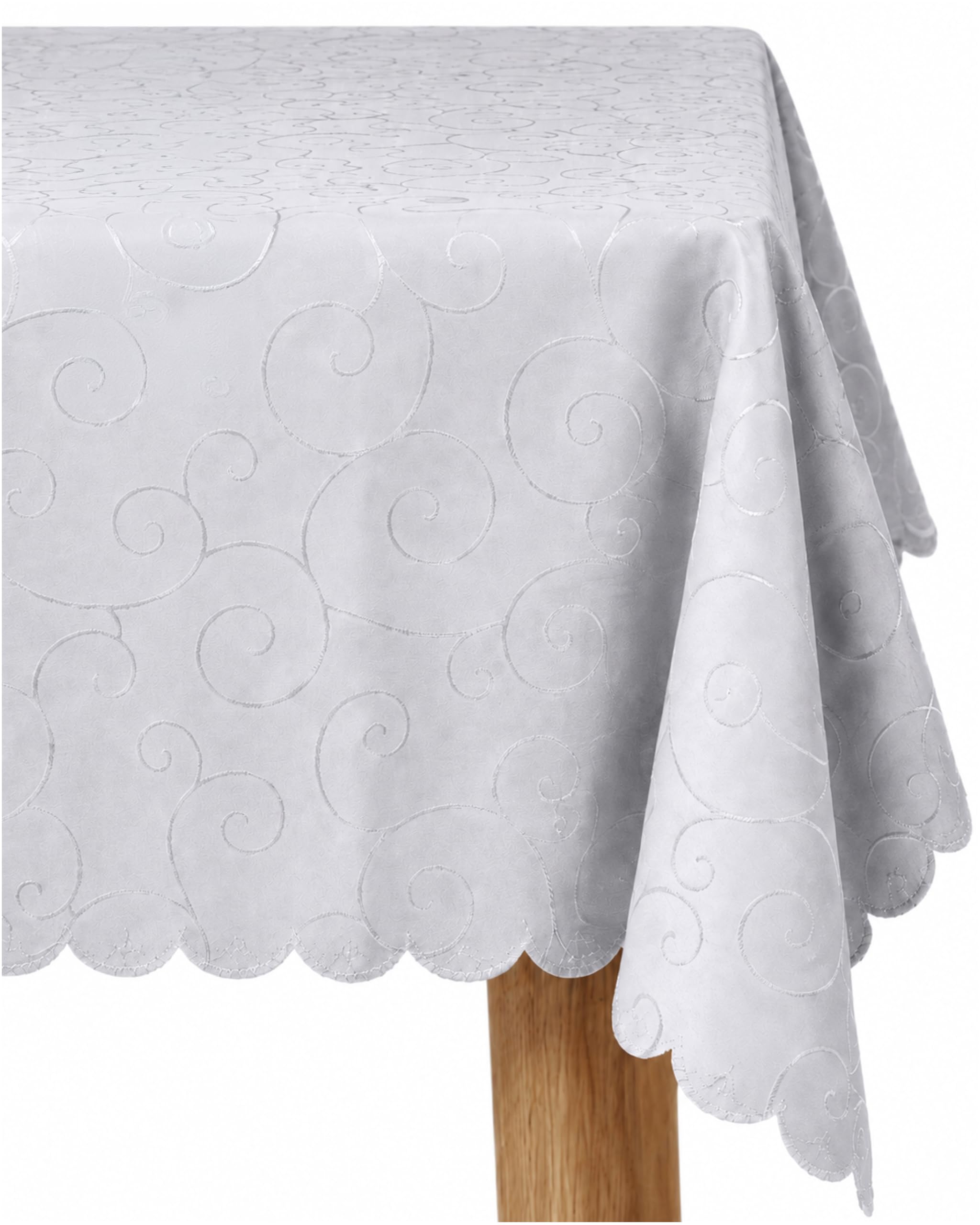 TEXPOT Tischdecken Ornament nappe ronde blanche 160 cm