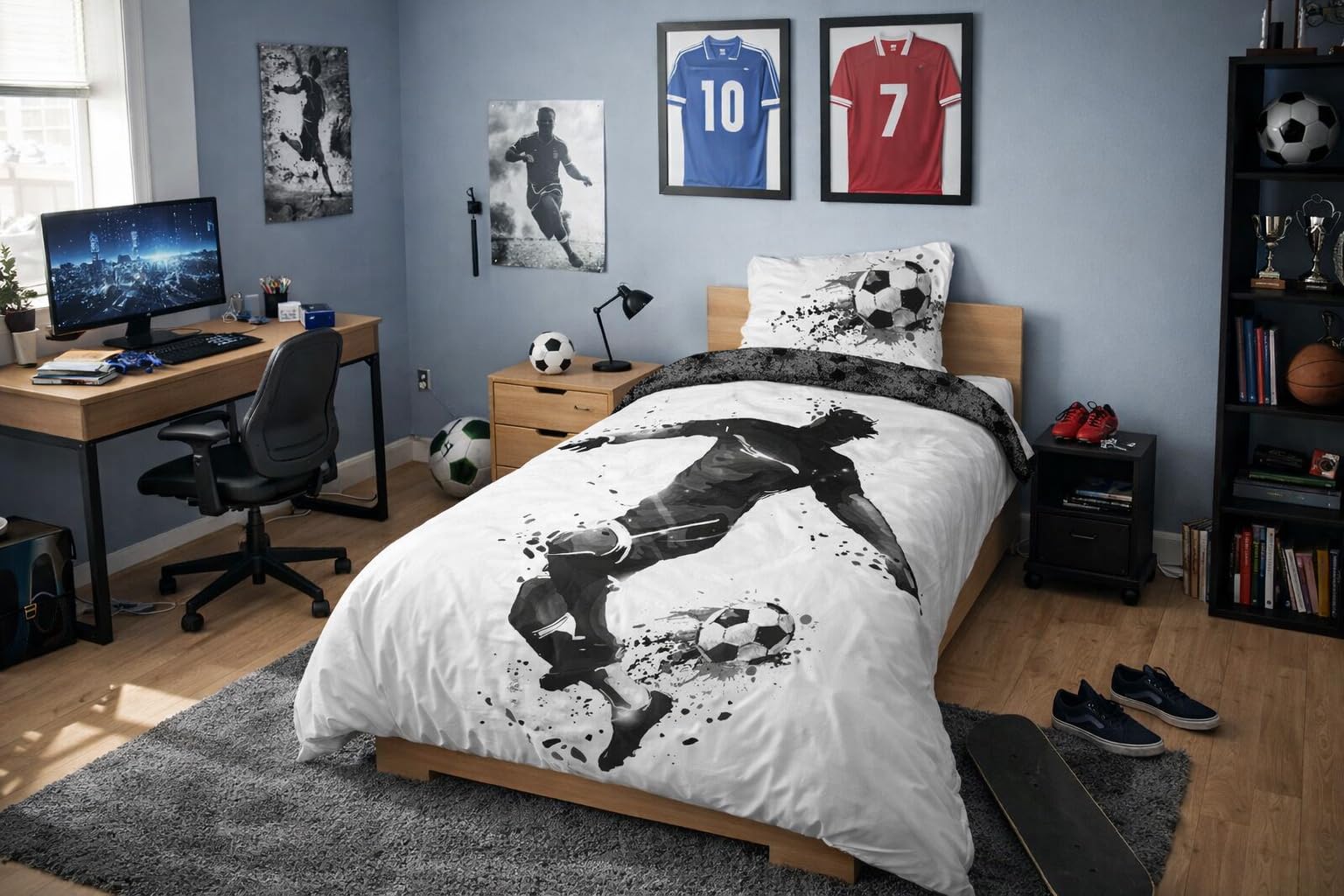 Texpot Bettwäsche parure de lit 140x200 cm football coton zip