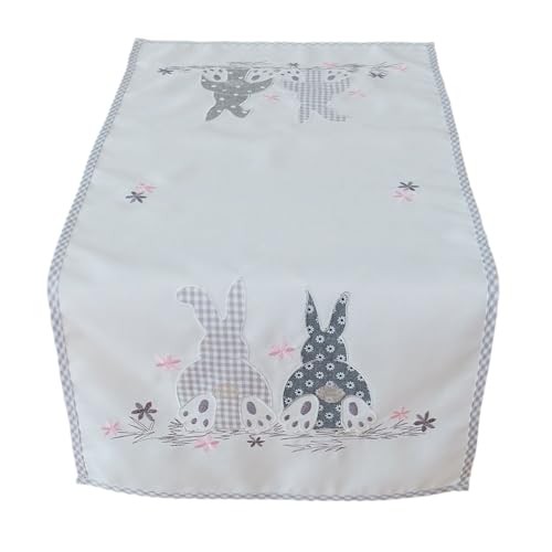 TEXPOT Tischläufer chemin de table lapin Pâques brodé 40x85 cm