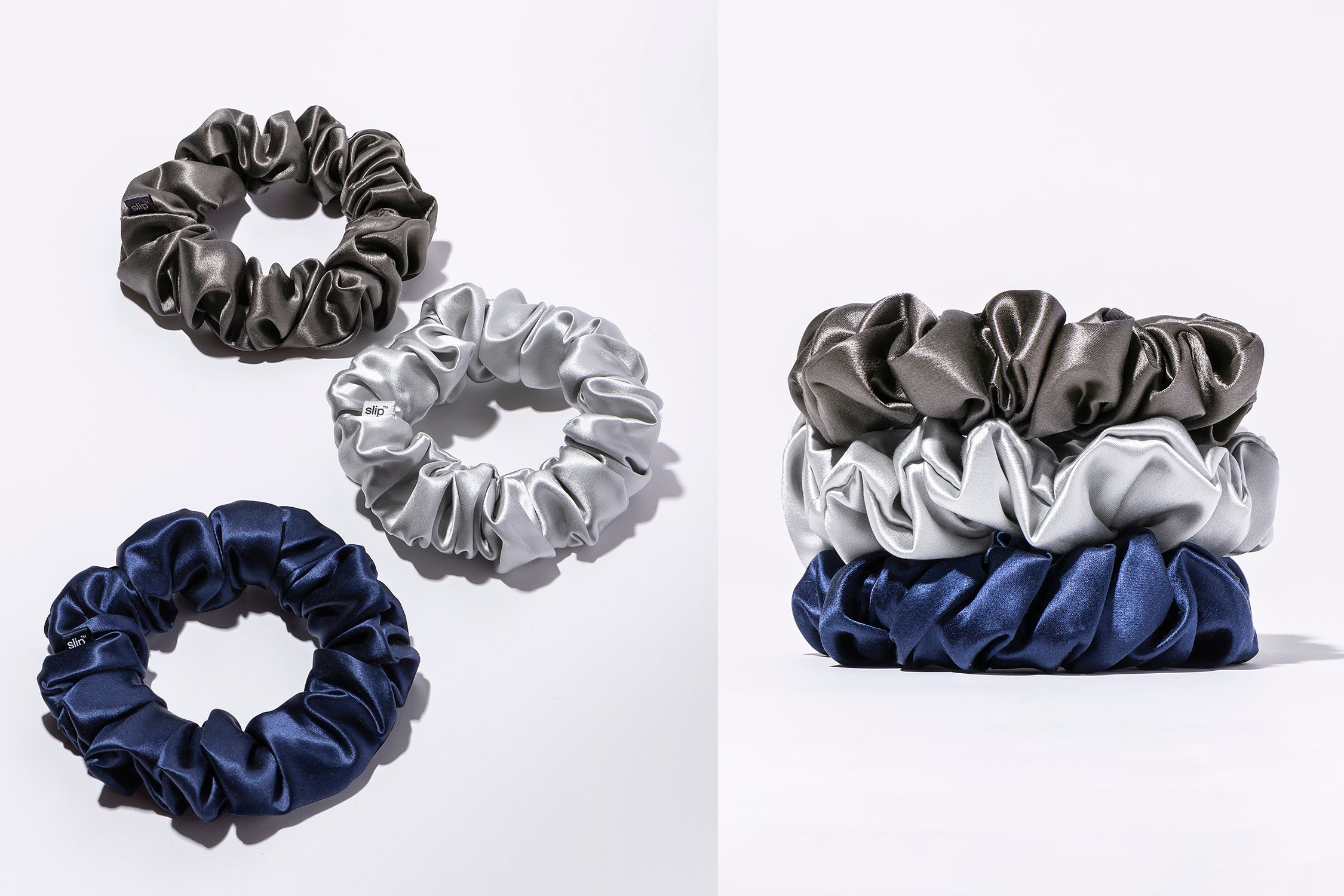 Slip Large Scrunchies Chouchou Soie Minuit Lot 3