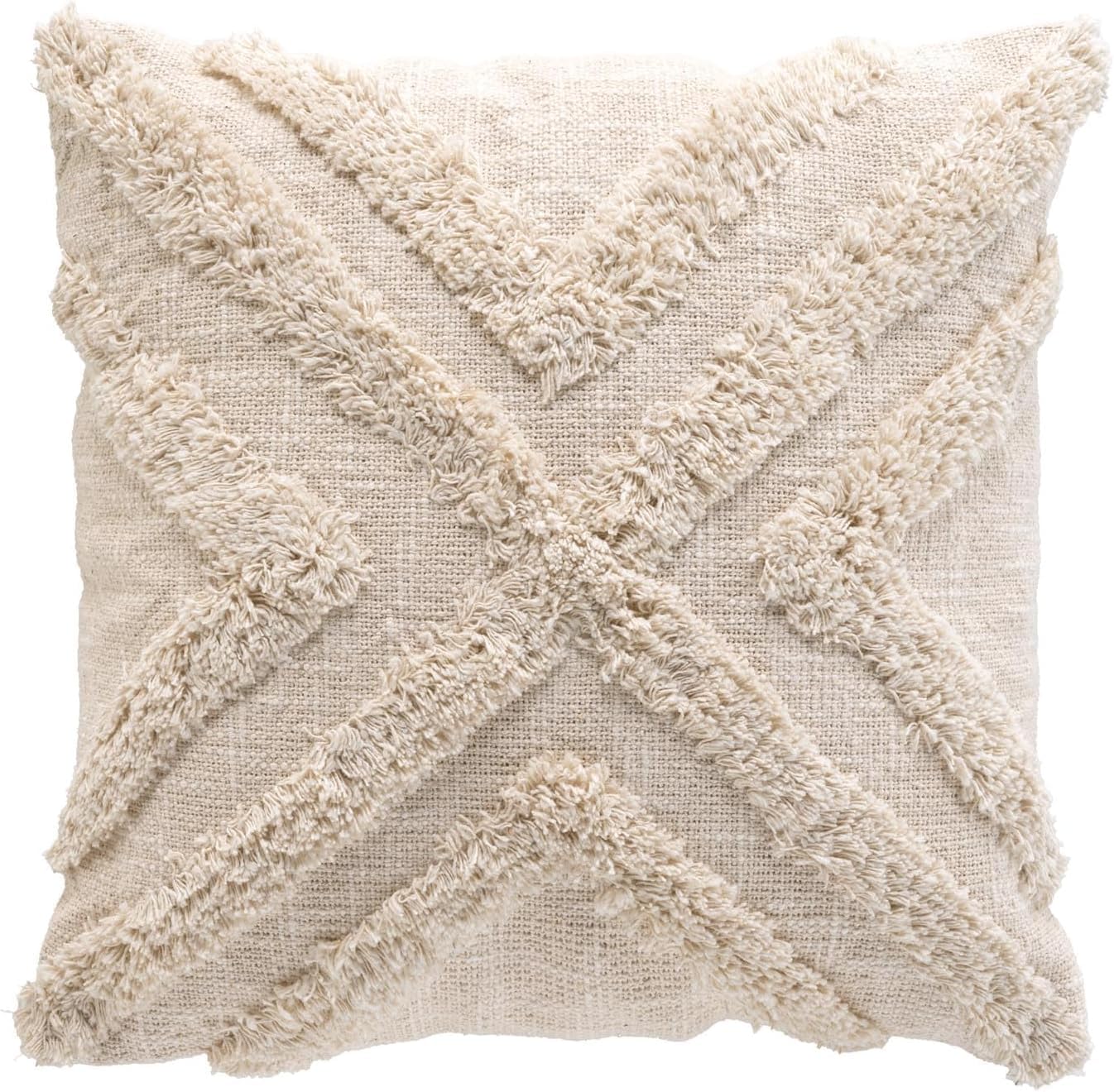 Promo Linge Ikat housse coussin 40x40 franges métallisées