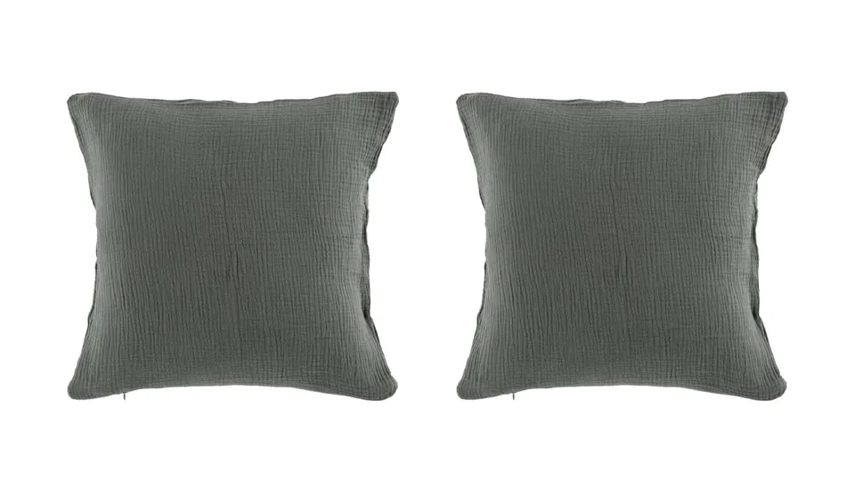 Promo Linge Coussins Angelia 40x40 gaze coton anthracite lot 2