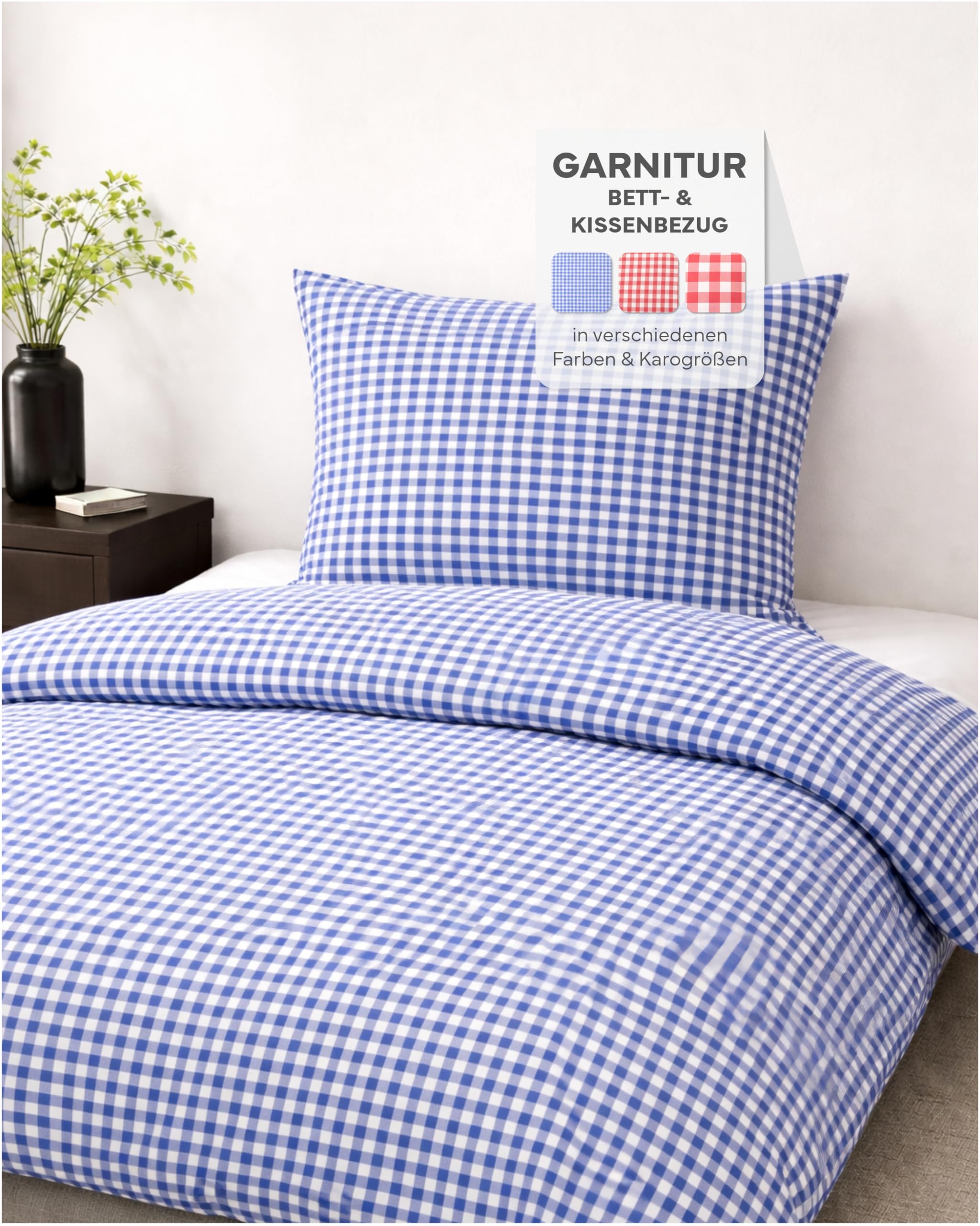 TEXPOT Bettwäsche parure 155x220 bleu carreaux coton