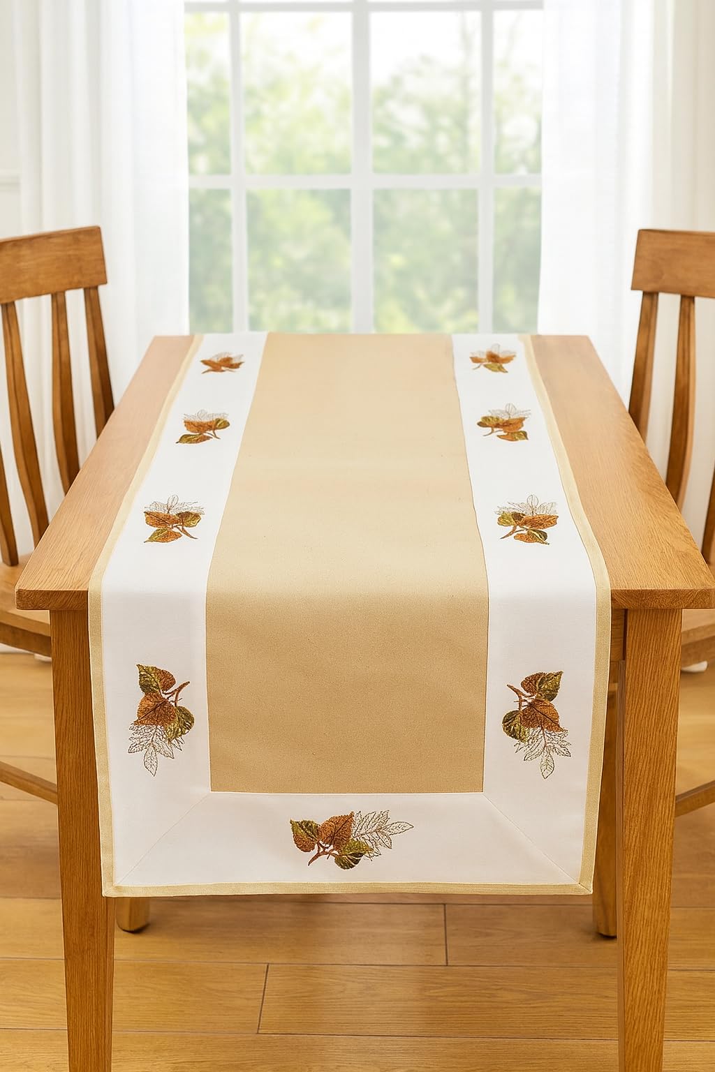 Texpot Tischdecken nappe 85x85 cm feuilles automne beige