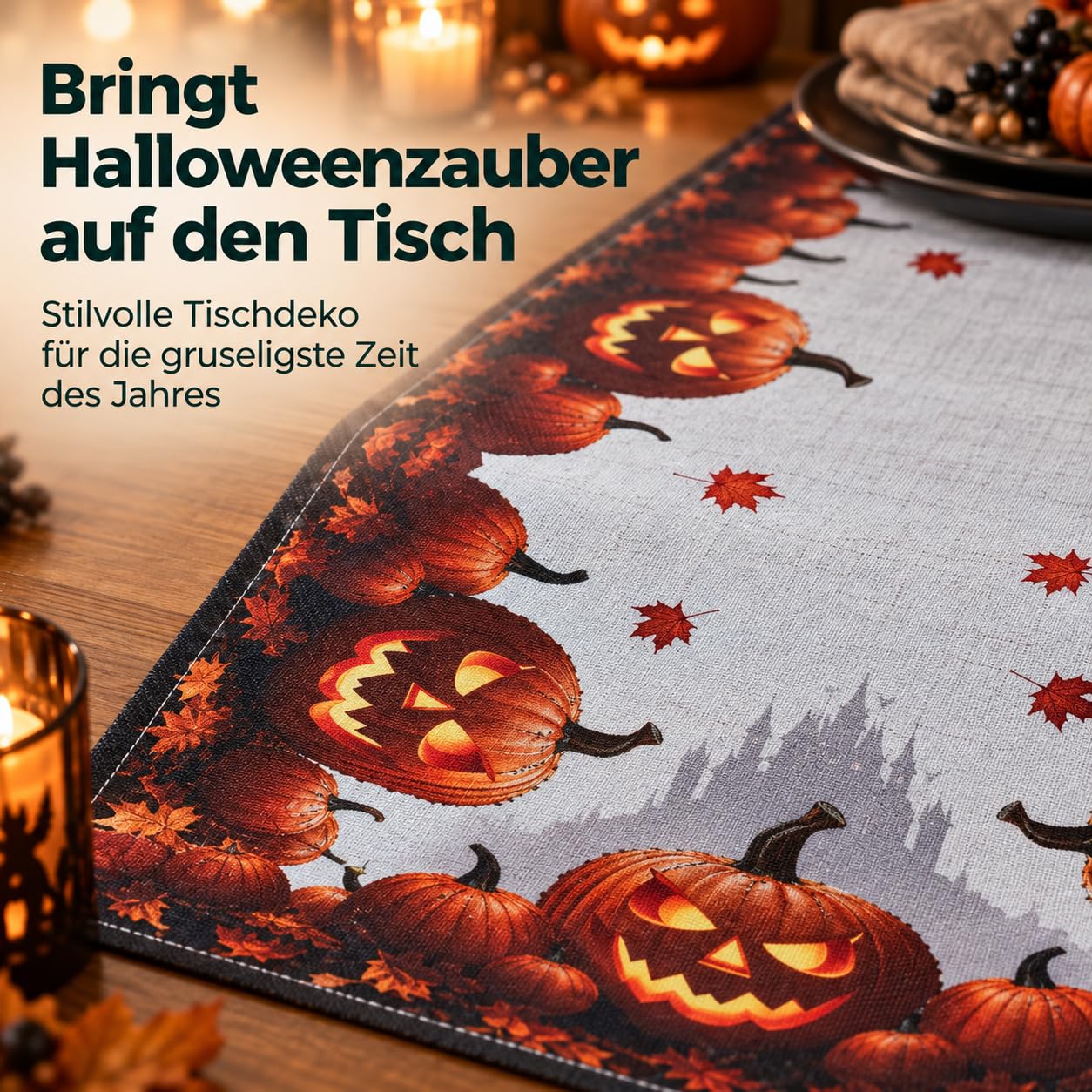 TEXPOT Tischdecken nappe Halloween 90x40 citrouille polyester