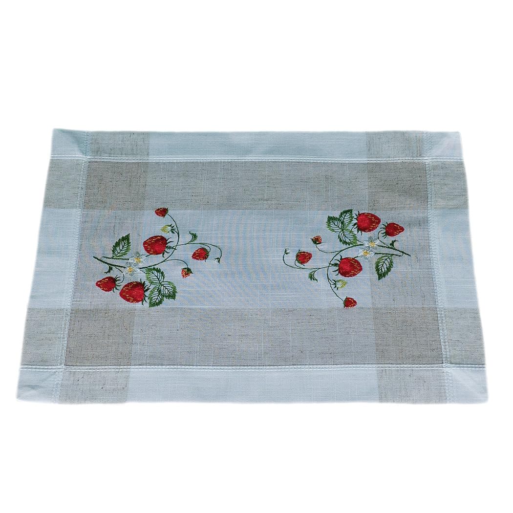 TEXPOT Tischdecken Nappe fraises 85x85 cm aspect lin