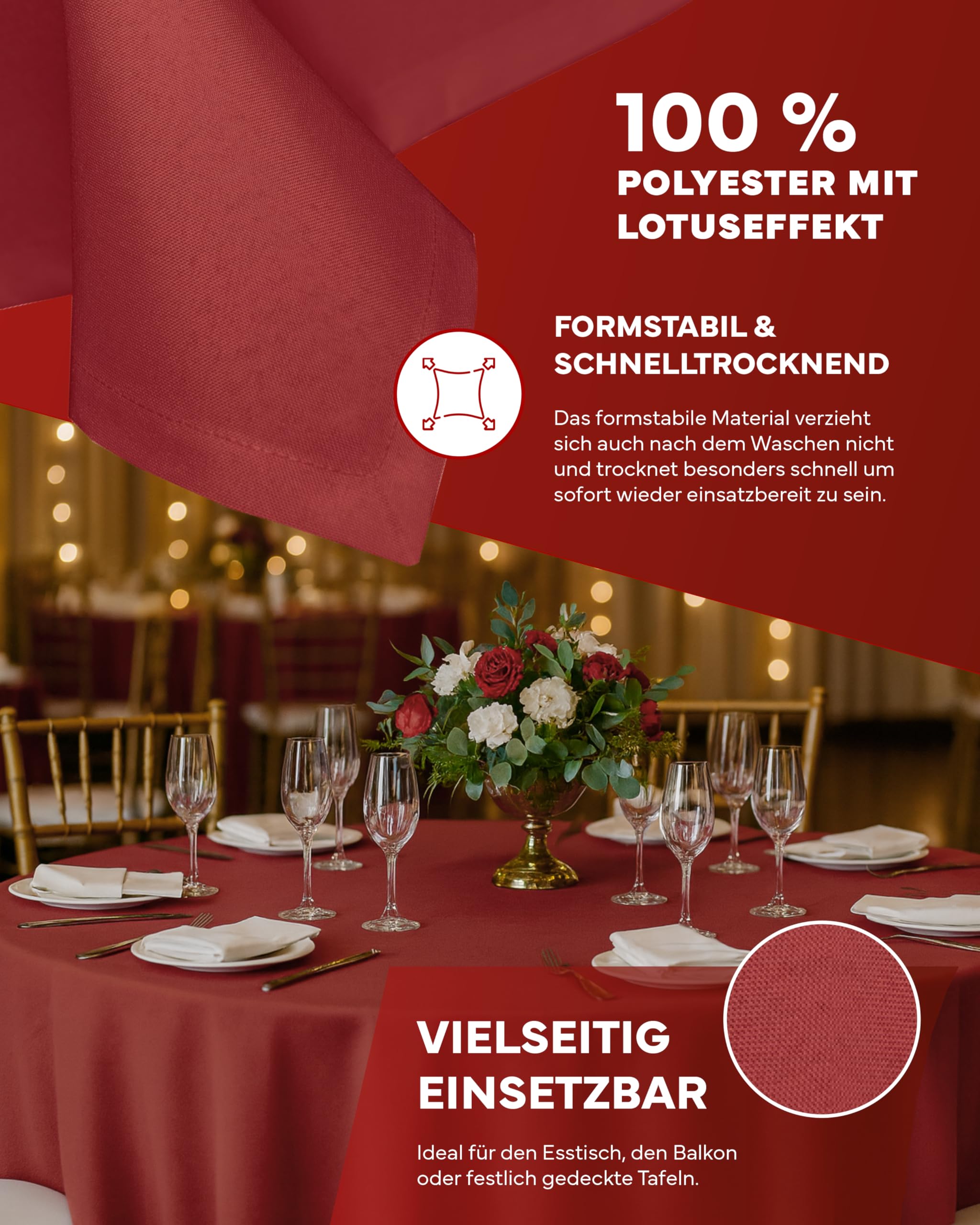 TEXPOT Gartentischdecken nappe 110x160 cm rouge anti-taches