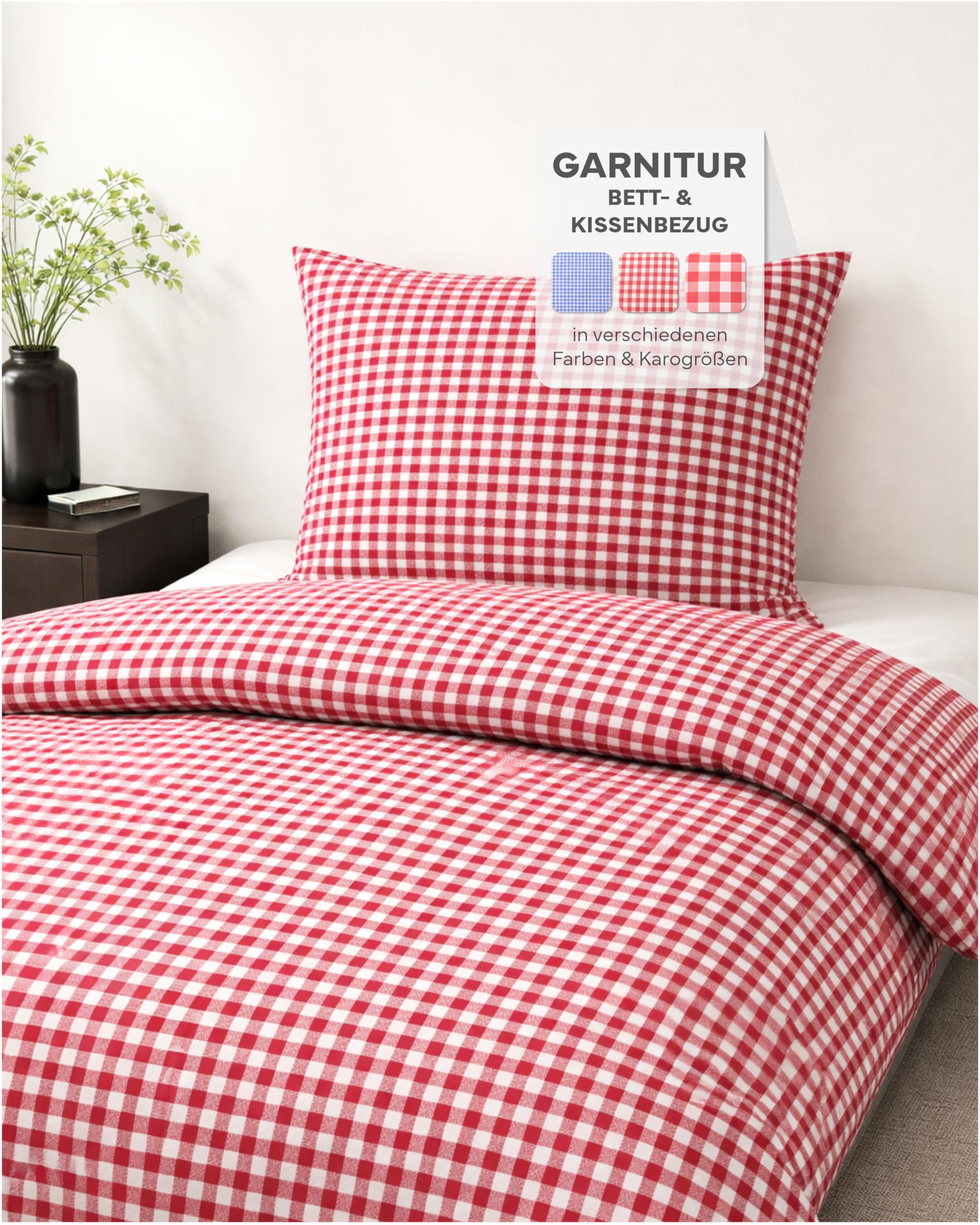 TEXPOT Bettwäsche taie d'oreiller carreaux rouge 80x80