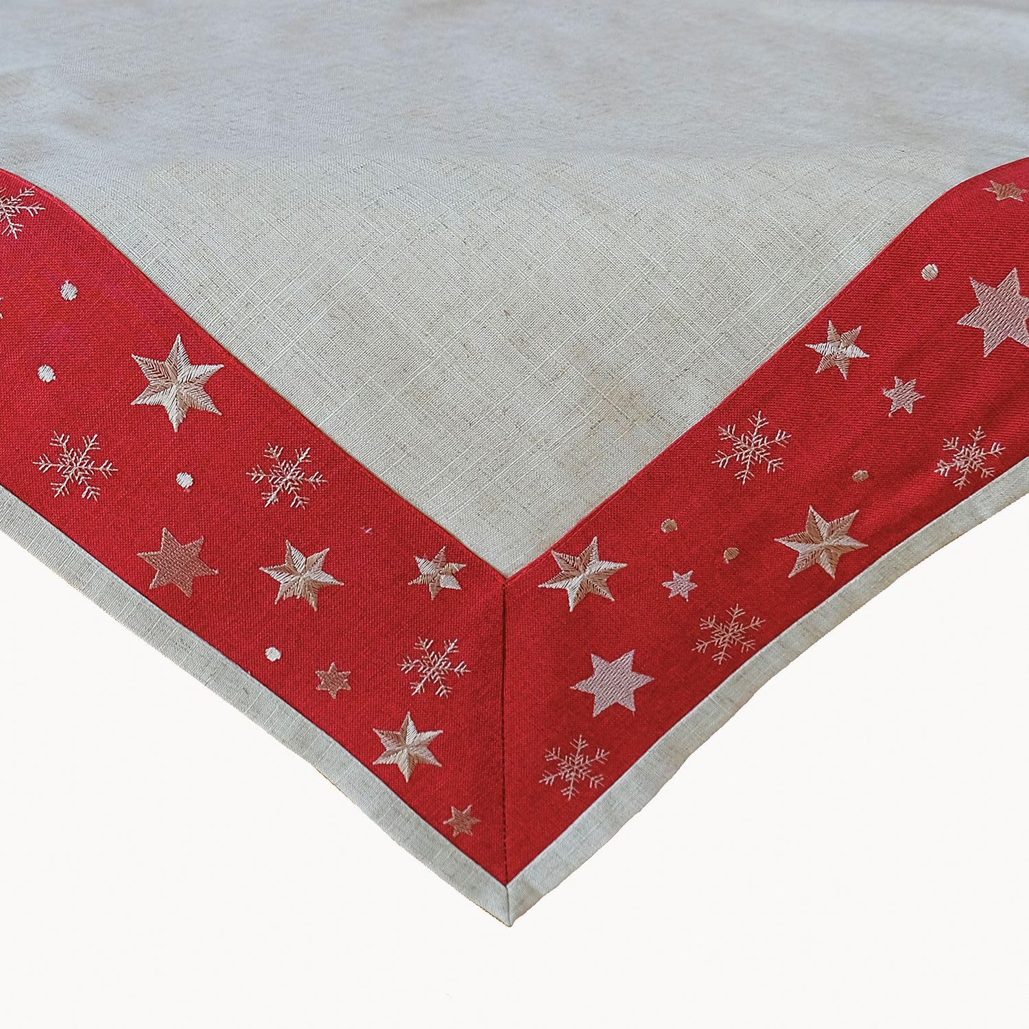 TEXPOT Tischdecken nappe 85x85 cm rouge beige étoiles