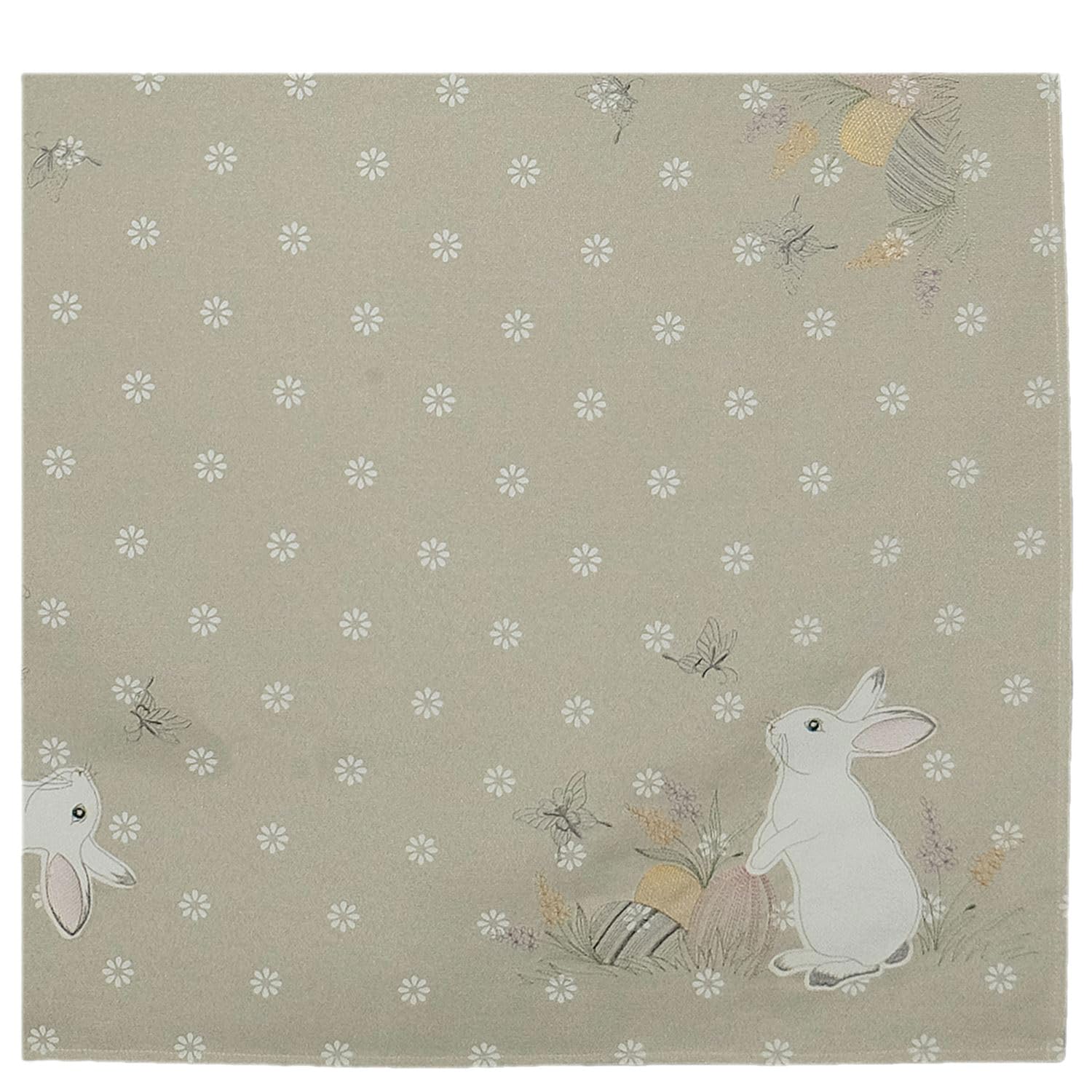 TEXPOT Tischdecken nappe 85x85 cm lapin de Pâques blanc
