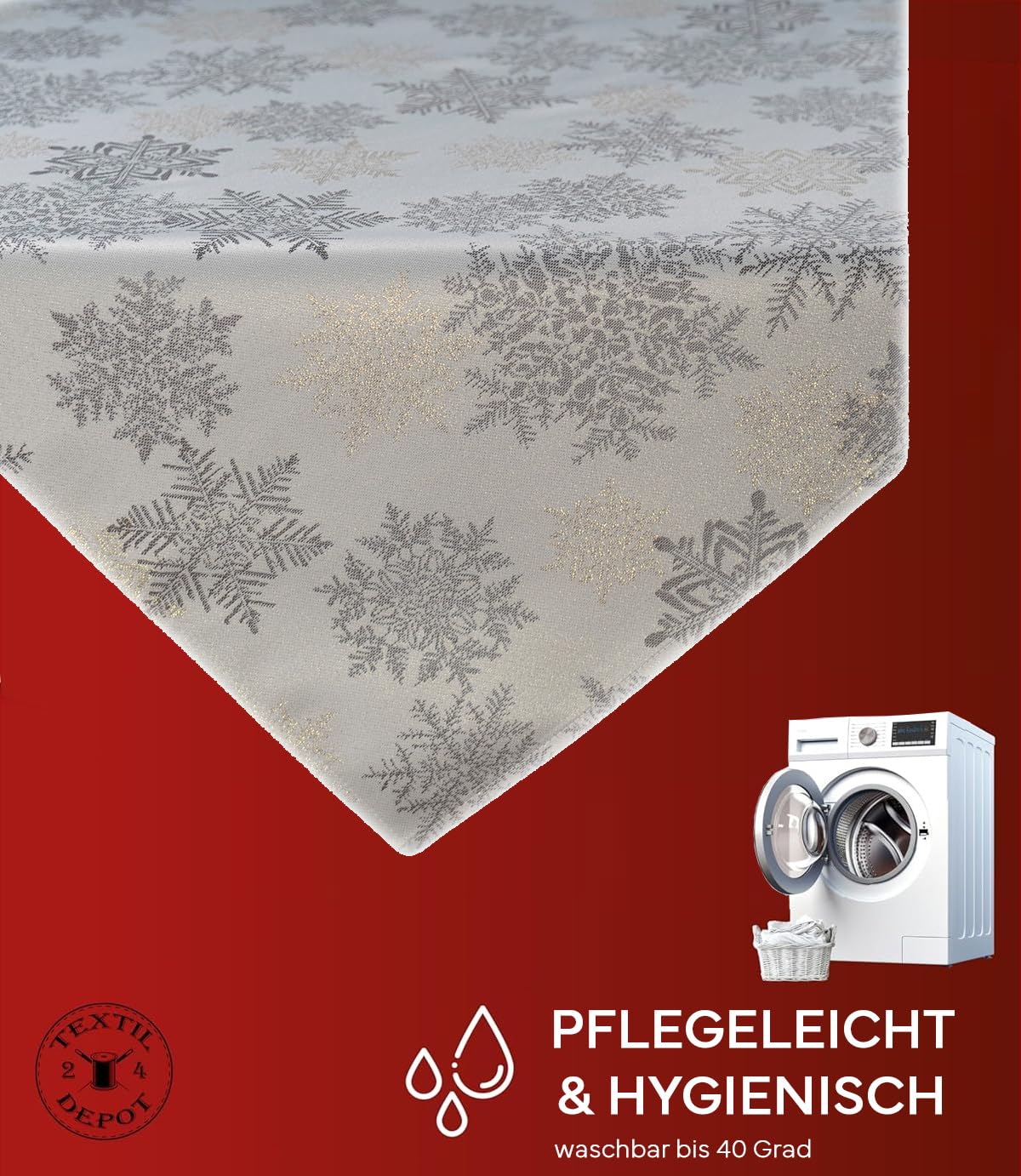 TEXPOT Tischläufer flocons dorés chemin table 90x40 cm Noël