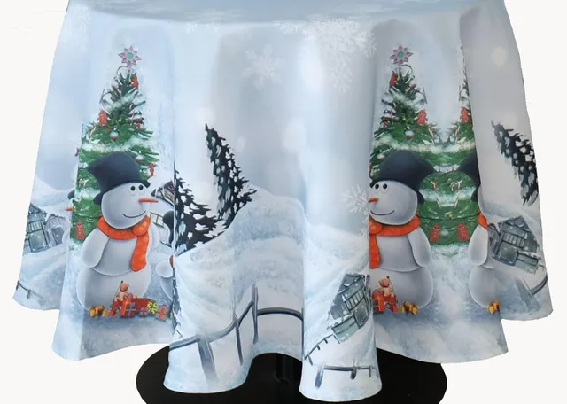 Texpot Tischdecken Nappe Noël 150x150 Ronde Bonhomme Neige