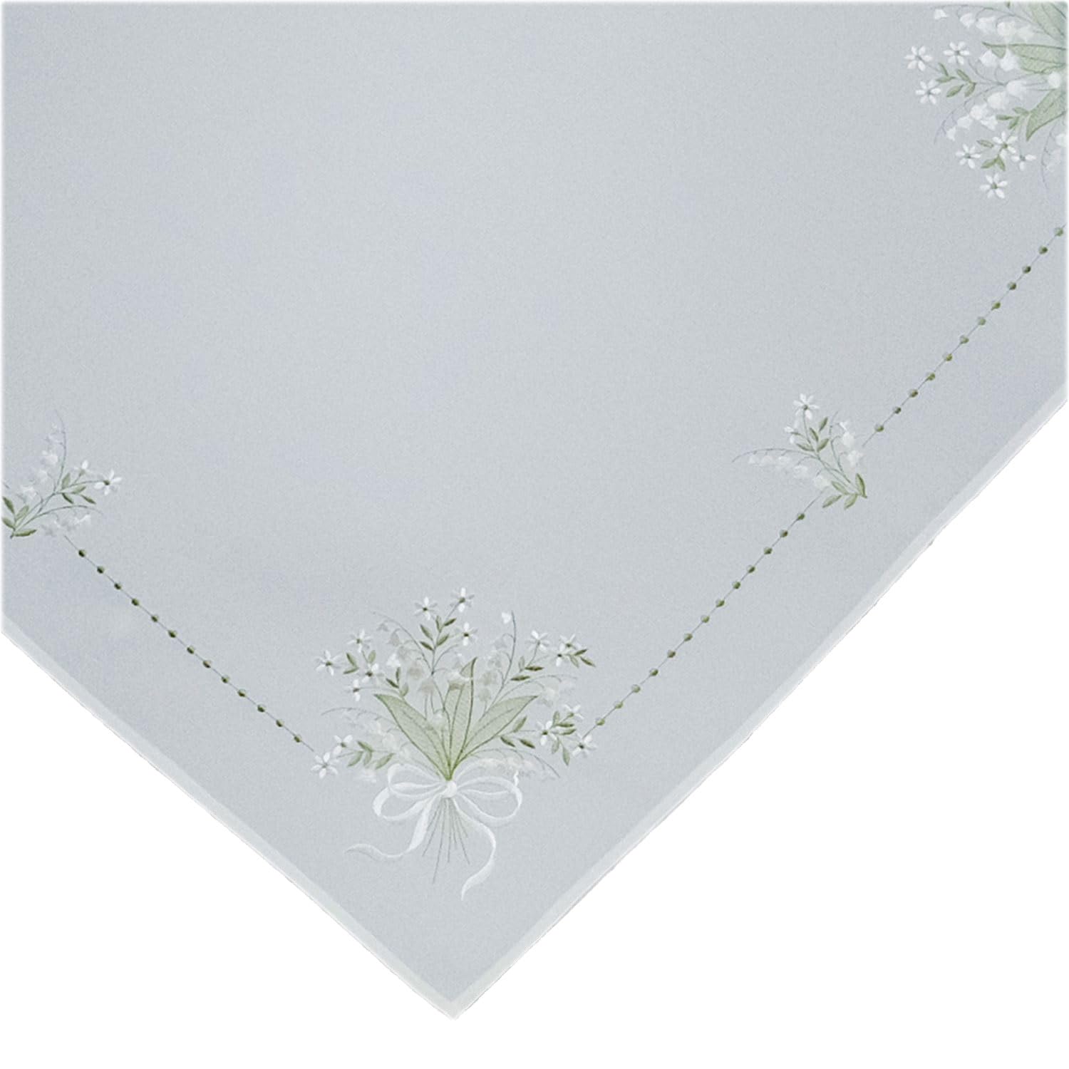 TEXPOT Tischdecken nappe 85x85 cm muguet brodé blanc
