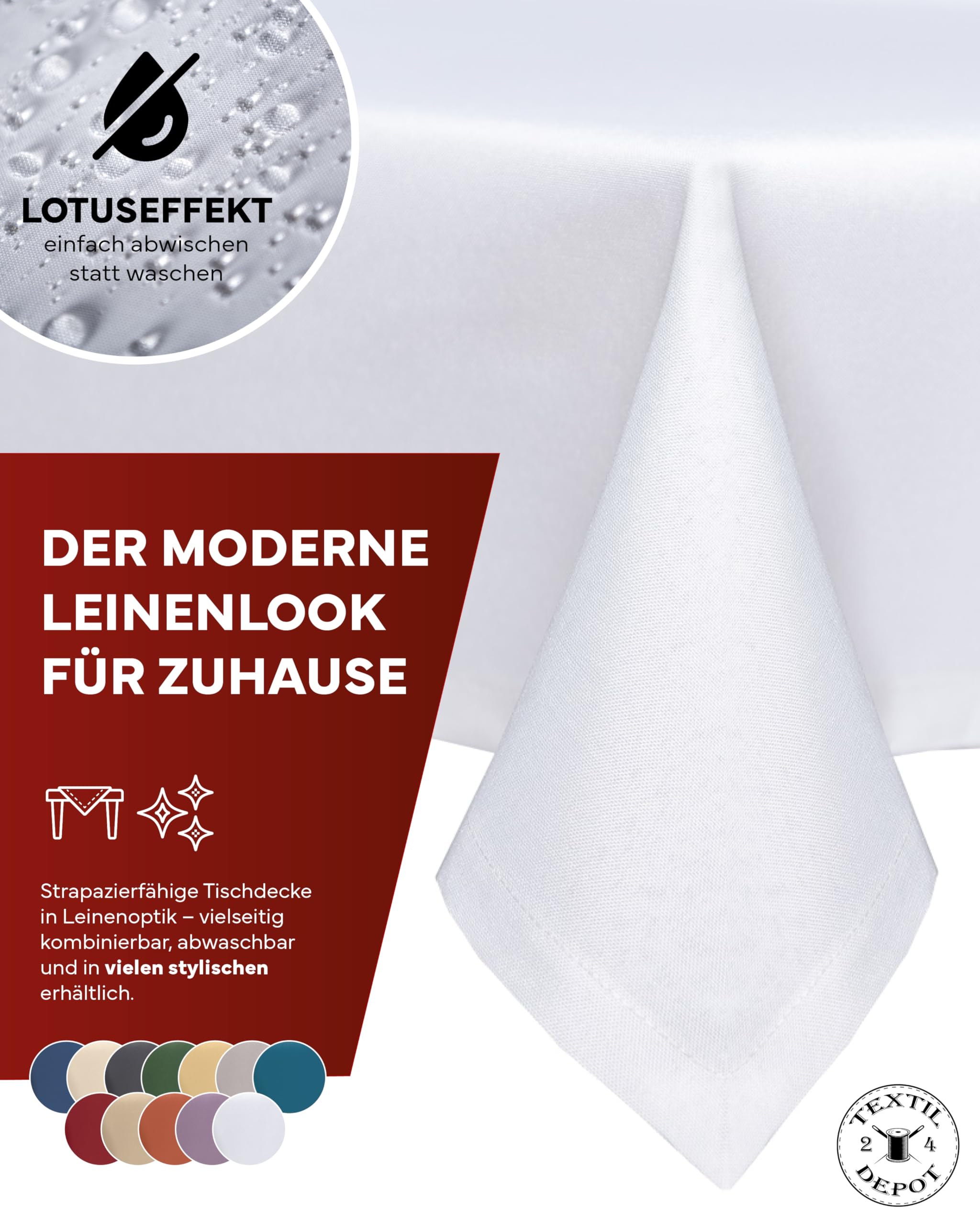 TEXPOT Gartentischdecken nappe 135x180 cm blanc anti-taches