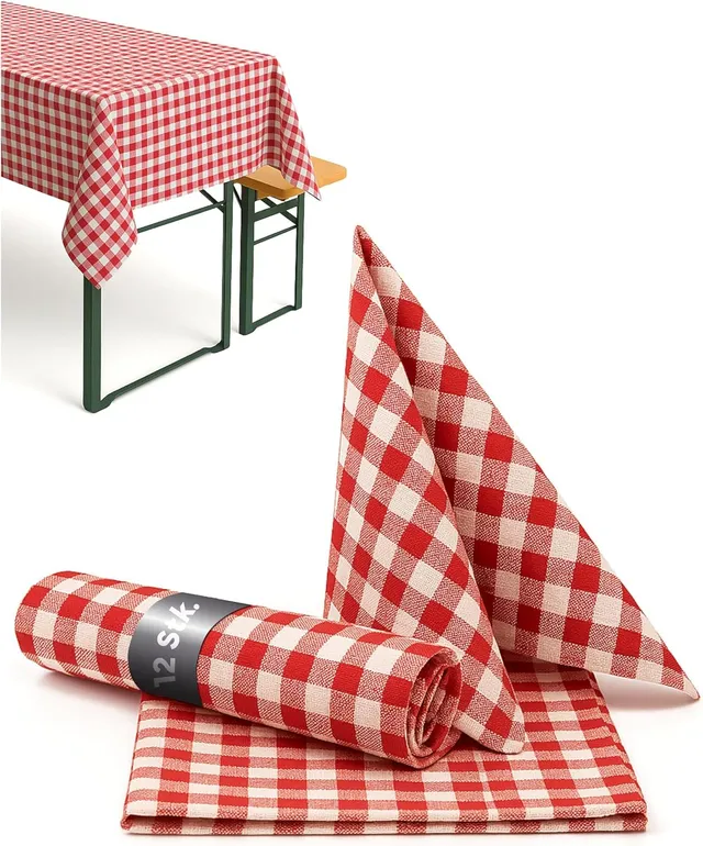 TEXPOT Servietten serviette 60x60 lot 6 carreaux rouges coton